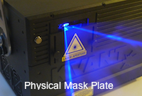 Physical masking laser projector metal plate