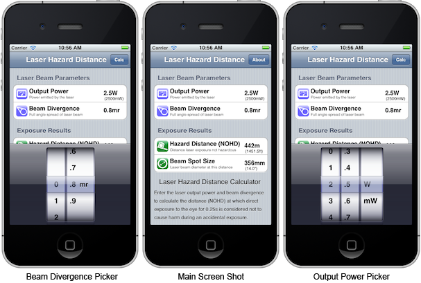 Laser Hazard Distance App Screen Shot